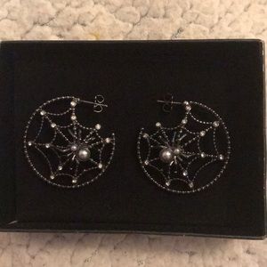 Spider web hoop earrings